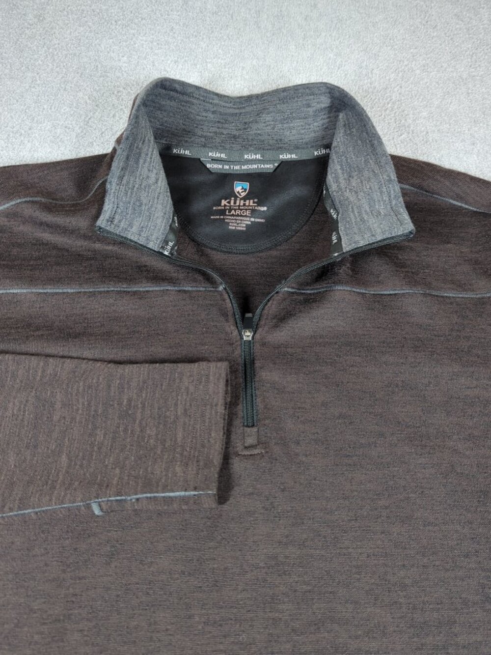 Kuhl Ryzer 1/4 Zip Pullover Men's Large Brown Long Sleeve Lightweight Hiking Top